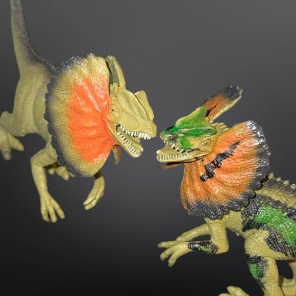 (2) Boley Dilophosaurus Dinosaur Dino PVC Figure 7” B4 - Picture 1 of 7
